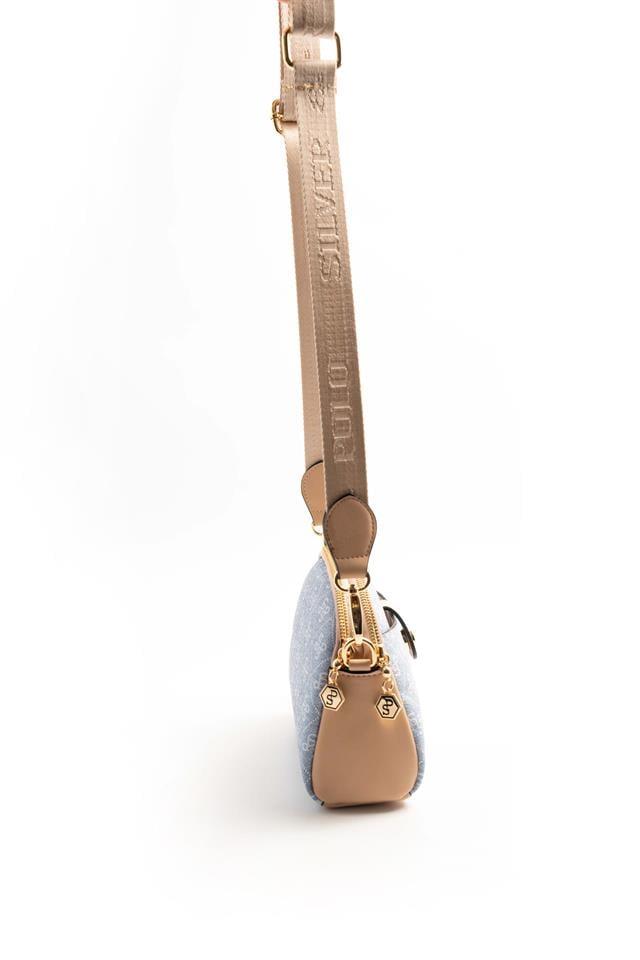 Silver Polo SP1144 Kadın Çapraz Çanta Monogram Mavi-Ten