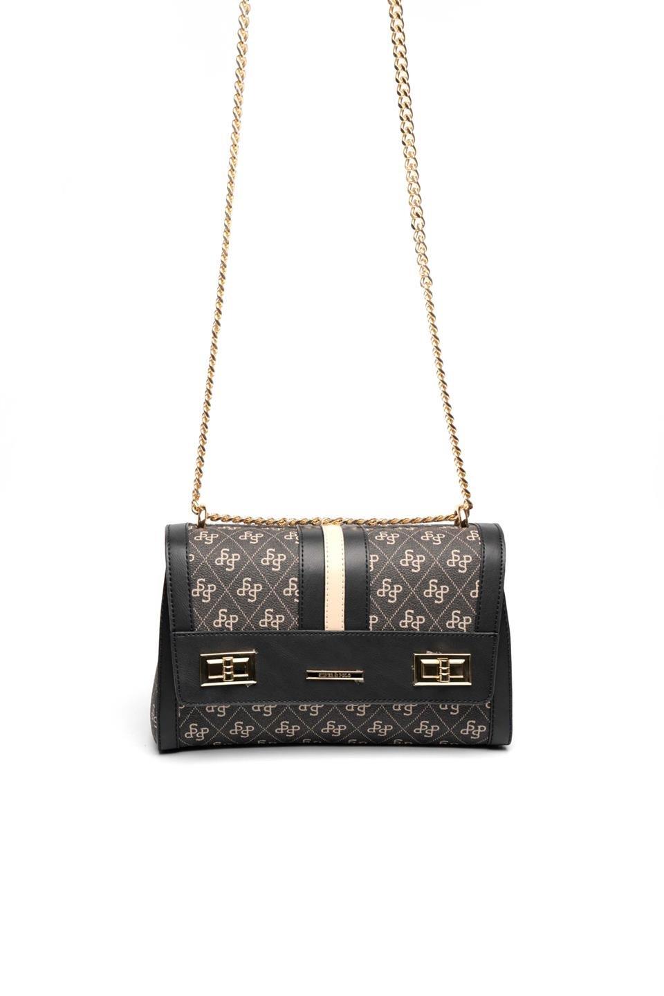 Silver & Polo SP1139 Kadın Çapraz Çanta Monogram Füme-Siyah