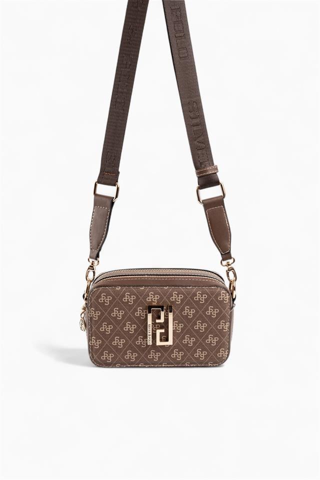 Silver Polo Kahve - Kahve Monogram Kadın Çapraz Çanta SP1078