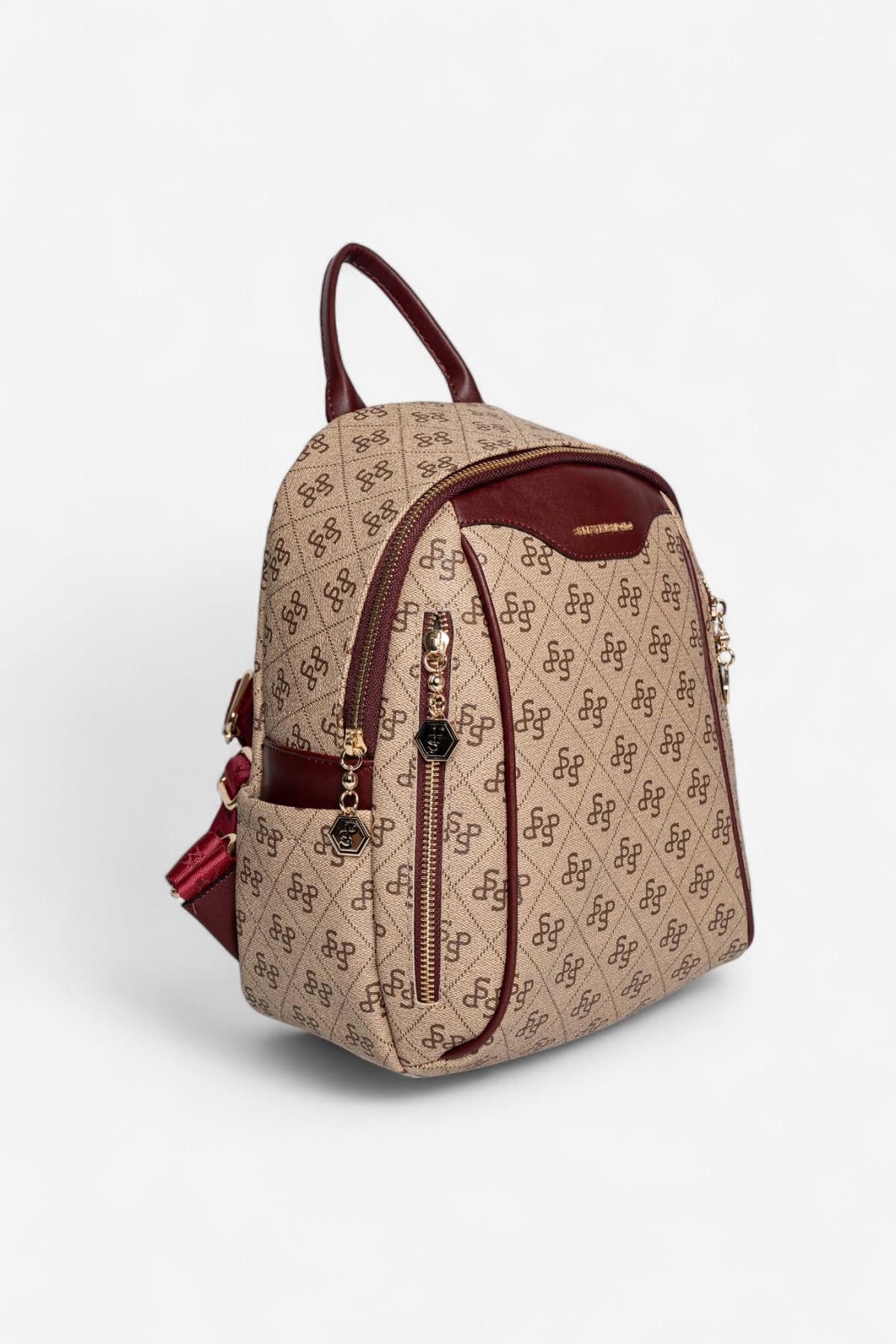 Silver & Polo Koyu Bej - Bordo SP906 Sırt Çantası
