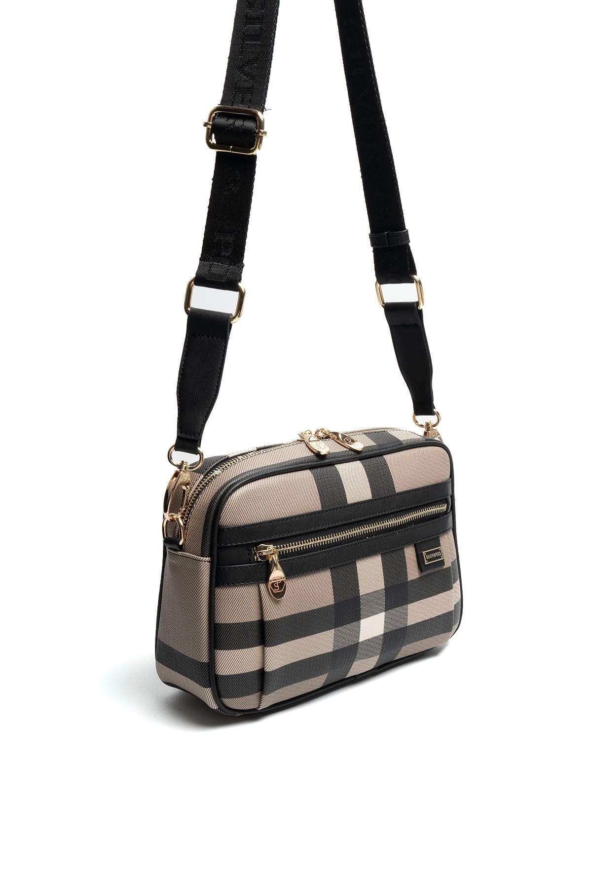 Silver & Polo SP1280 Kadın Çapraz Çanta Ekose Kahve-Siyah