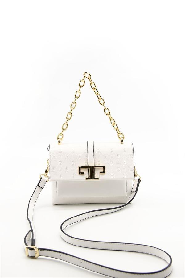 Silver & Polo SP1148 Kadın Çapraz Çanta Logolu Beyaz