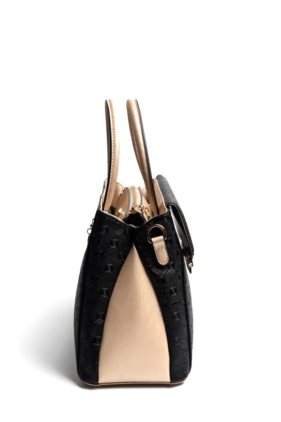 Silver & Polo SP1264 Kadın El Çantası Logolu Siyah-S.Nut