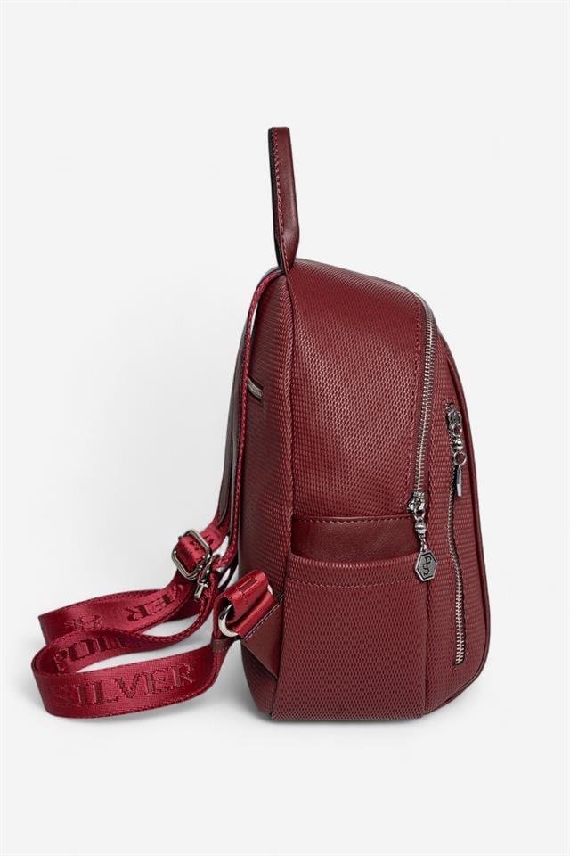 Silver Polo Bordo - Bordo Petek Kadın Sırt Çantası SP906