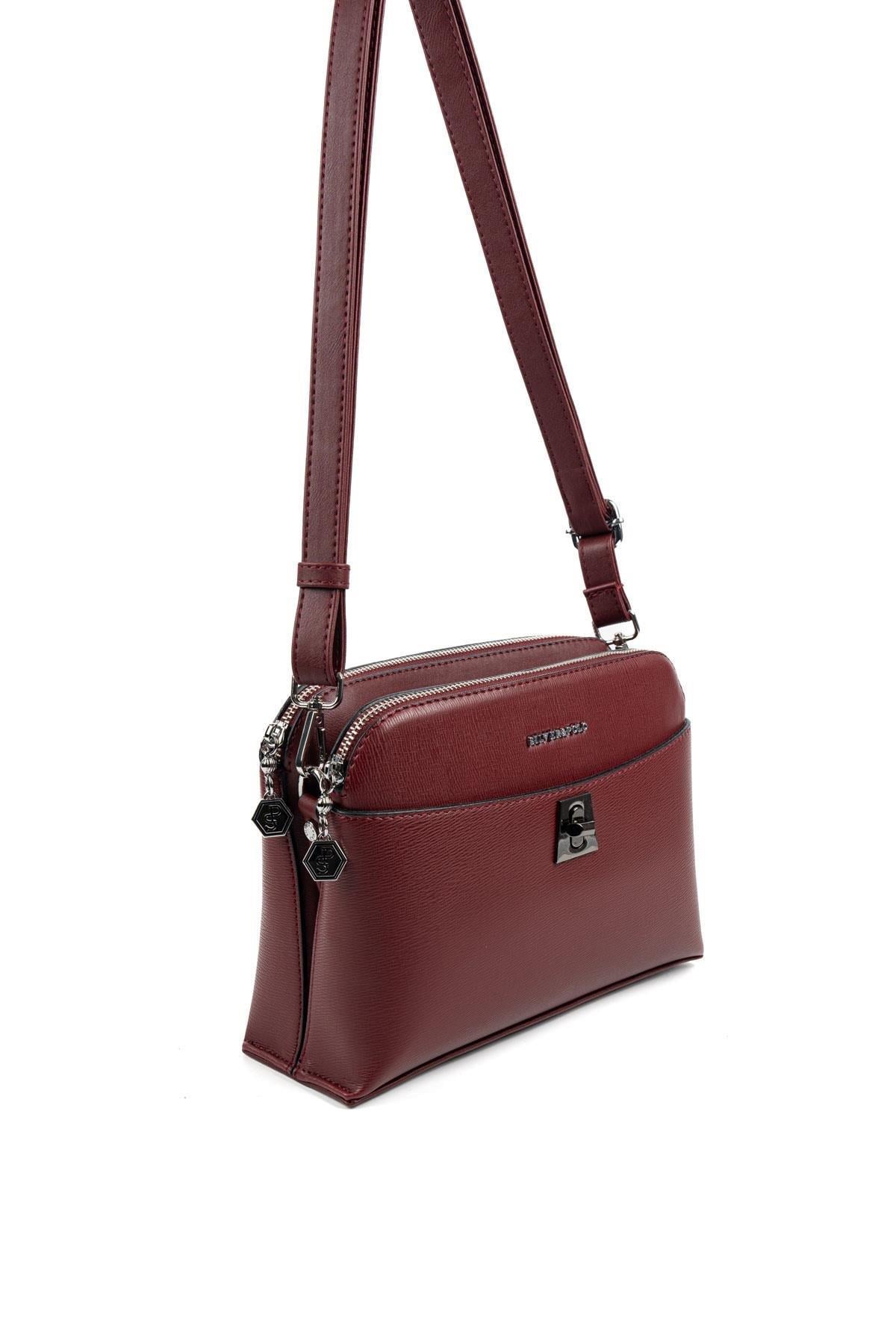 Silver Polo Bordo - Bordo Düz Kadın Çapraz Çanta SP623