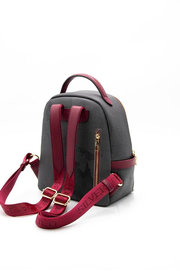 Silver Polo SP1061 Kadın Sırt Çantası Harita Siyah-Bordo