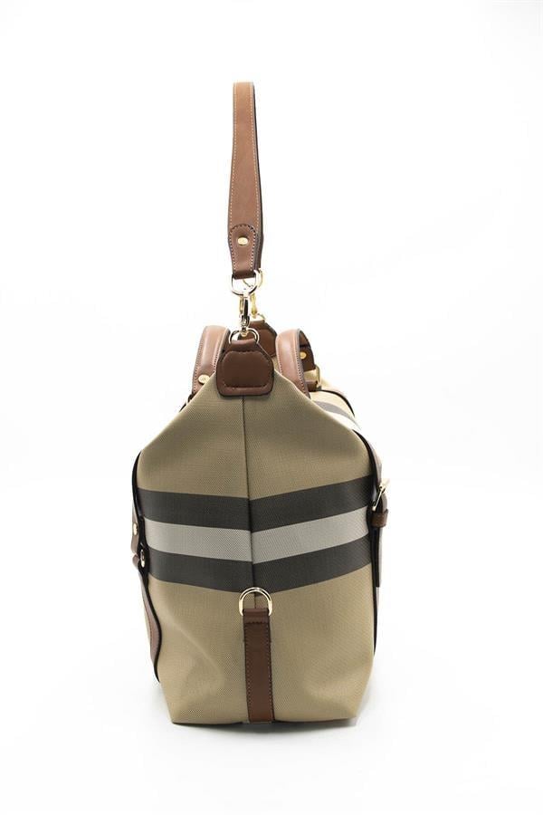 Silver & Polo SP1064 Kadın Seyahat Çantası Ekose Bej-Taba