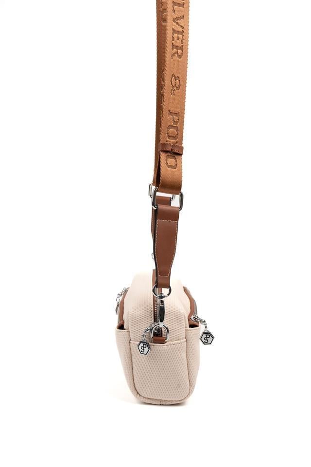 Silver Polo SP1142 Kadın Çapraz Çanta Petek Bej-Taba