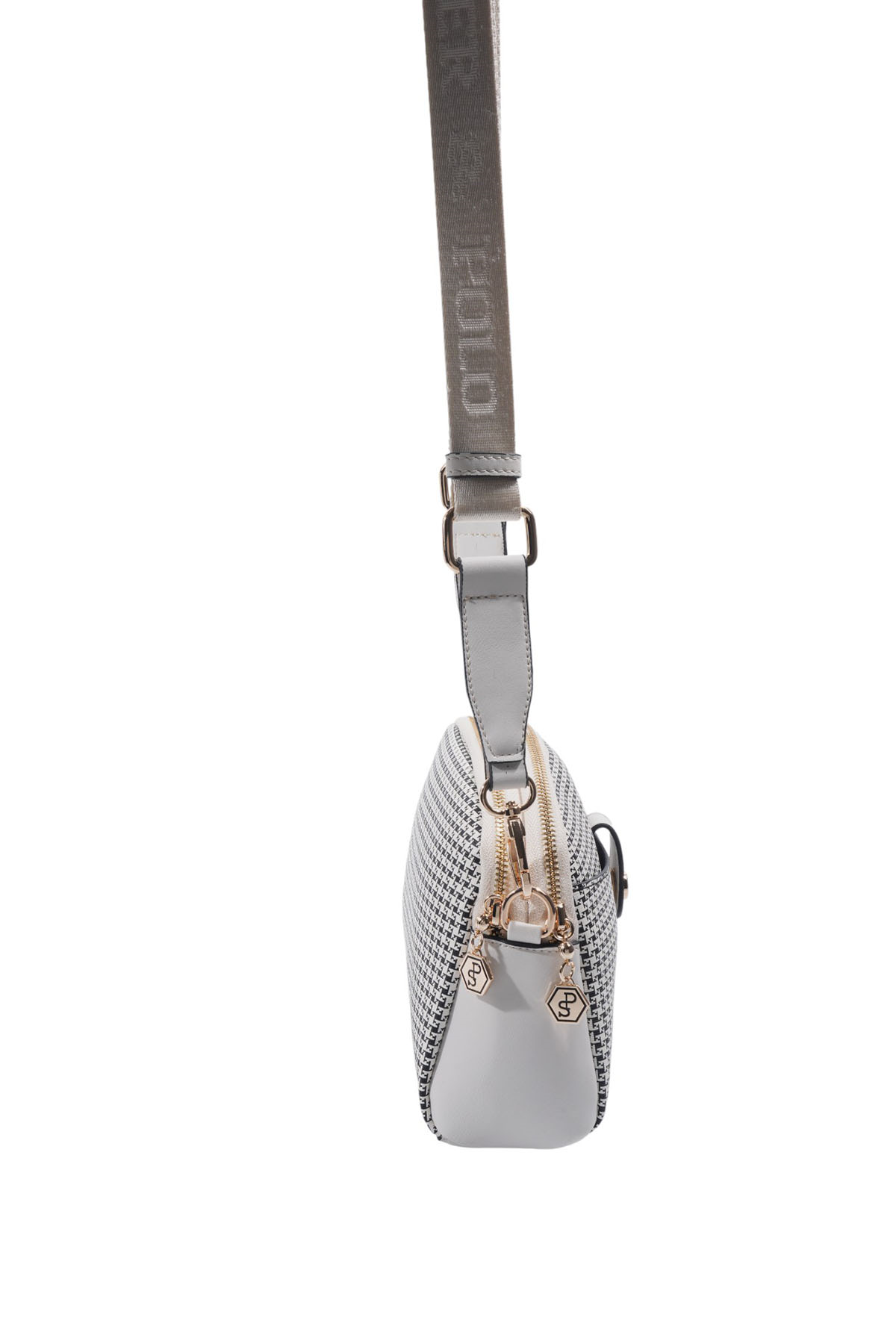 Silver Polo Siyah - Kemik Kaz Ayağı Ekose Kadın Çapraz Çanta SP1144