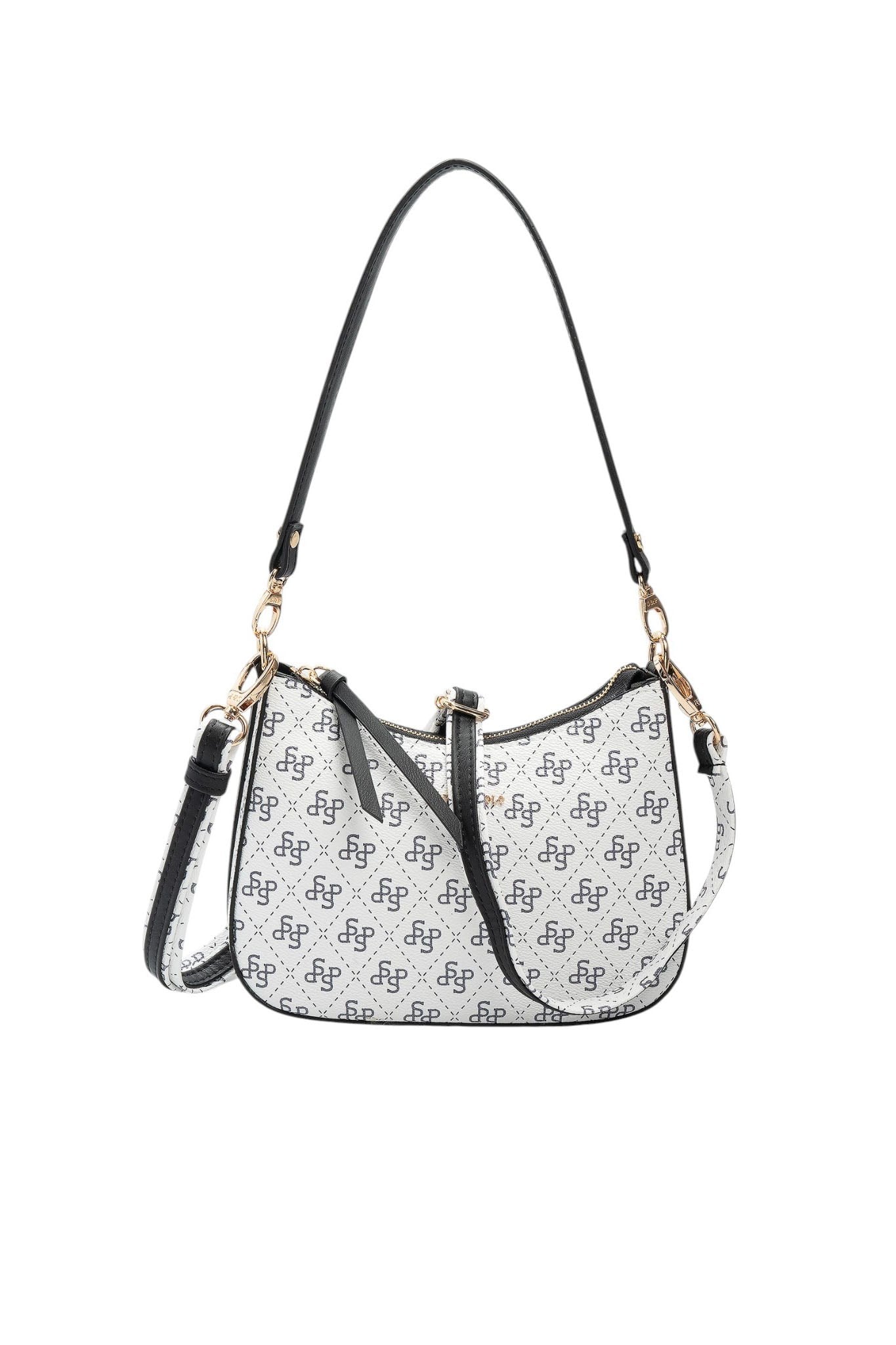 Silver Polo Beyaz - Siyah Monogram Kadın Omuz Çantası SP1259