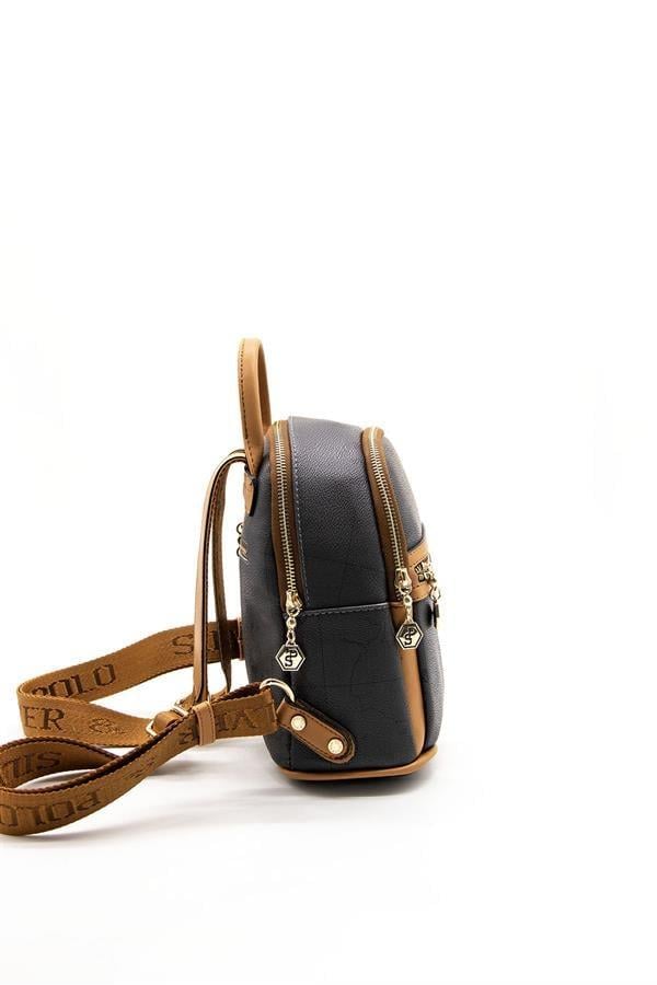 Silver & Polo SP983 Kadın Sırt Çantası Harita Siyah-A.Taba