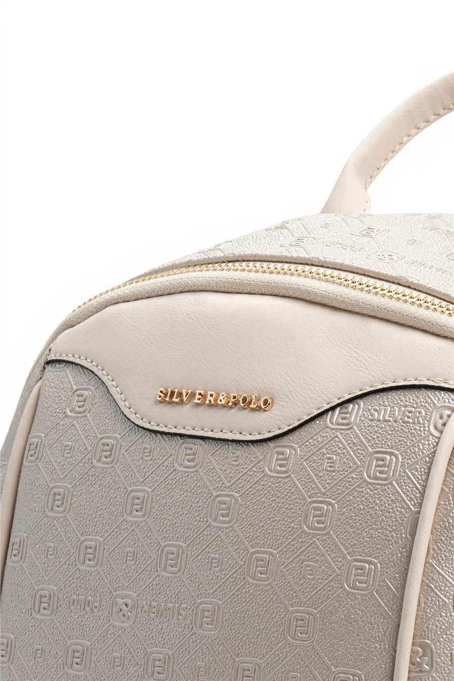 Silver Polo SP906 Kadın Sırt Çantası Logolu Bej-Bej