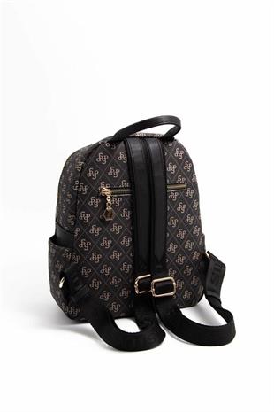 Silver & Polo SP906 Kadın Sırt Çantası Monogram Füme-Siyah