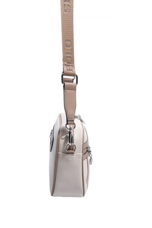 Silver & Polo SP1280 Kadın Çapraz Çanta Düz Bej-Latte