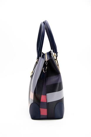 Silver & Polo SP667 Kadın El Çantası Ekose Lacivert