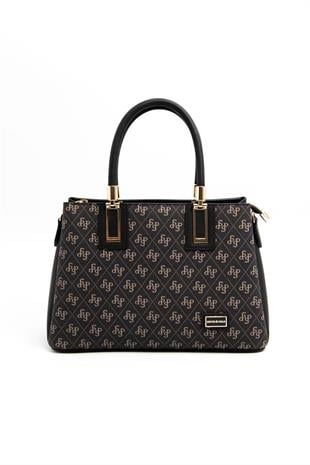 Silver & Polo SP1000 Kadın El Çantası Monogram Füme-Siyah
