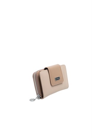 Silver & Polo SP935 Kadın Cüzdan & Kartlık Düz Koyu Bej-Latte