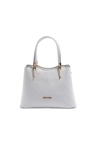 Silver & Polo SP1205 Kadın El Çantası Logolu Beyaz-Beyaz