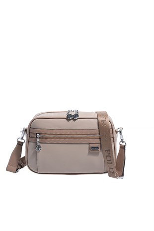 Silver & Polo SP1280 Kadın Çapraz Çanta Düz Koyu Bej-Latte