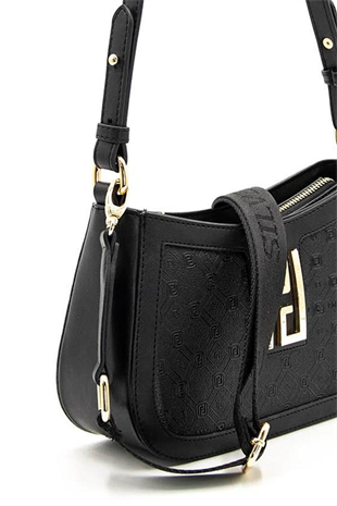 Silver & Polo SP1132 Kadın Çapraz Çanta Logolu Siyah-Siyah
