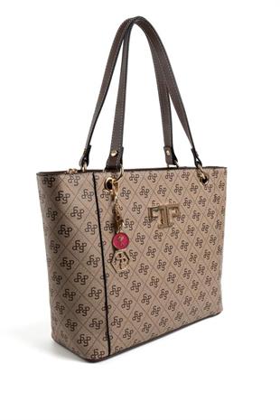 Silver Polo SP1176 Kadın Omuz Çantası Monogram Koyubej-Kahve