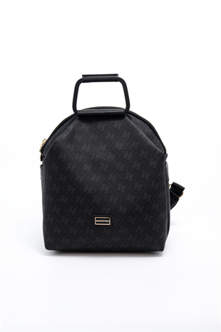 Silver & Polo SP771 Kadın Sırt Çantası Monogram Siyah-Siyah