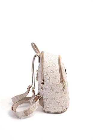 Silver & Polo SP1161 Kadın Sırt Çantası Şeritli Monogram Bej-Kum