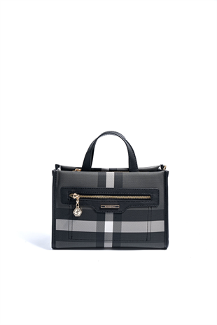 Silver & Polo SP1271 Kadın El Çantası Ekose Siyah