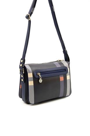 Silver & Polo SP784 Kadın Çapraz Çanta Ekose Lacivert