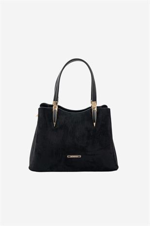 Silver & Polo SP1205 Kadın El Çantası Süet Siyah-Siyah