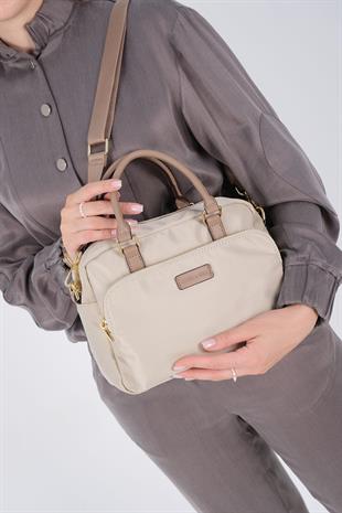 Silver & Polo SP1217 Kadın El Çantası Saten Bej-Kum