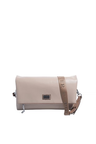 Silver & Polo SP1278 Kadın Çapraz Çanta Düz Koyu Bej-Latte