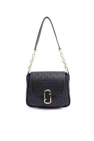 Silver & Polo SP1147 Kadın Omuz Çantası Logolu Siyah-Siyah