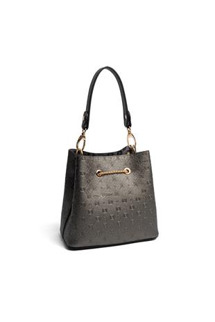 Silver & Polo SP1266 Kadın Çapraz Çanta Logolu Platin-Siyah