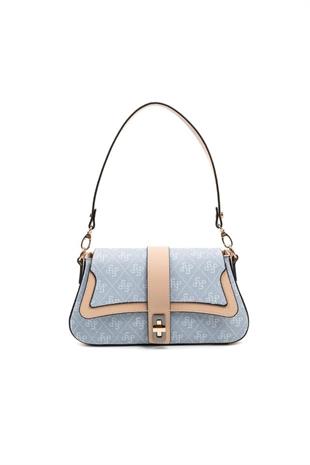 Silver Polo SP1177 Kadın Omuz Çantası Monogram Mavi-Ten