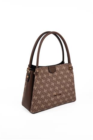 Silver & Polo SP1254 Kadın El Çantası Monogram Kahve-Kahve