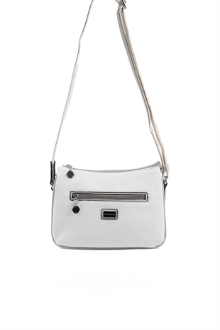 Silver & Polo SP818 Kadın Çapraz Çanta Petek Beyaz-A.Gri