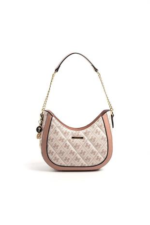 Silver Polo SP1168 Kadın Omuz Çantası Monogram Pembe-Somon
