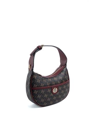 Silver Polo SP1194 Kadın Omuz Çantası Monogram Kahve Sarı-Bordo