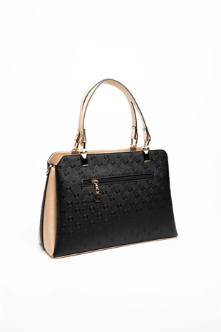 Silver & Polo SP972 Kadın El Çantası Logolu Siyah-S.Nut