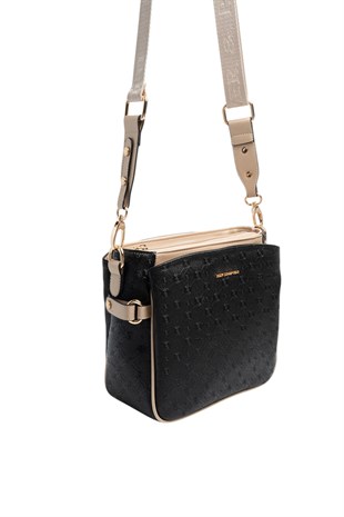 Silver & Polo SP884 Kadın Çapraz Çanta Logolu Siyah-S.Nut