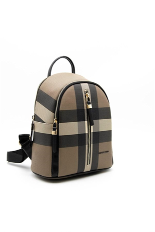 Silver & Polo SP901 Kadın Sırt Çantası Ekose Kahve-Siyah
