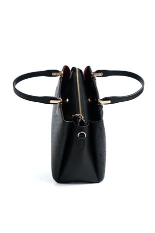 Silver & Polo SP1253 Kadın El Çantası Logolu Siyah-Siyah