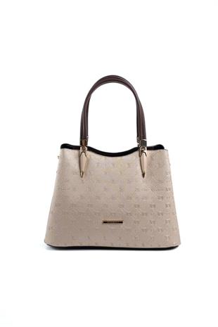 Silver & Polo SP1205 Kadın El Çantası Logolu Nut-Kahve