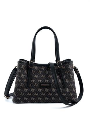 Silver & Polo SP1252 Kadın El Çantası Monogram Füme-Siyah