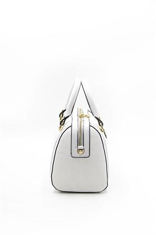 Silver & Polo SP1091 Kadın El Çantası Logolu Beyaz-Beyaz