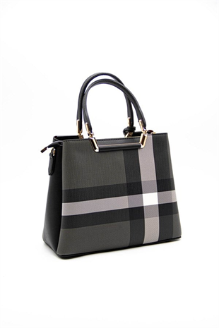 Silver & Polo SP969 Kadın El Çantası Ekose Siyah