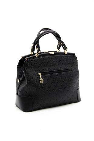 Silver & Polo SP706 Kadın El Çantası Logolu Siyah-Siyah