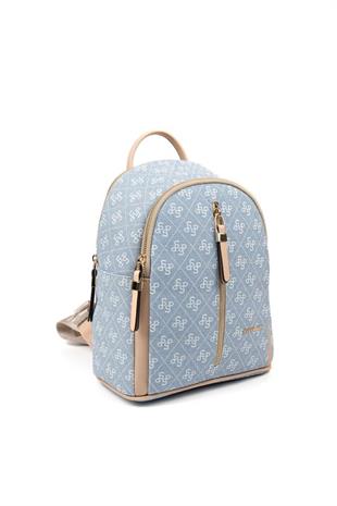 Silver & Polo SP901 Kadın Sırt Çantası Monogram Mavi-Ten