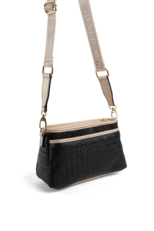 Silver & Polo SP1184 Kadın Çapraz Çanta Logolu Siyah-S.Nut